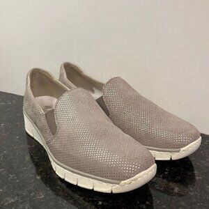 LADIES RIEKER LOW WEDGE LIGHTWEIGHT CASUAL SLIP ON SHOES Beige. S41